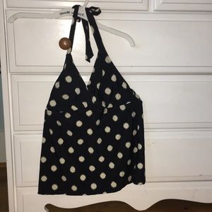 Black and White Polka Dot Bathing Suit Halter Top